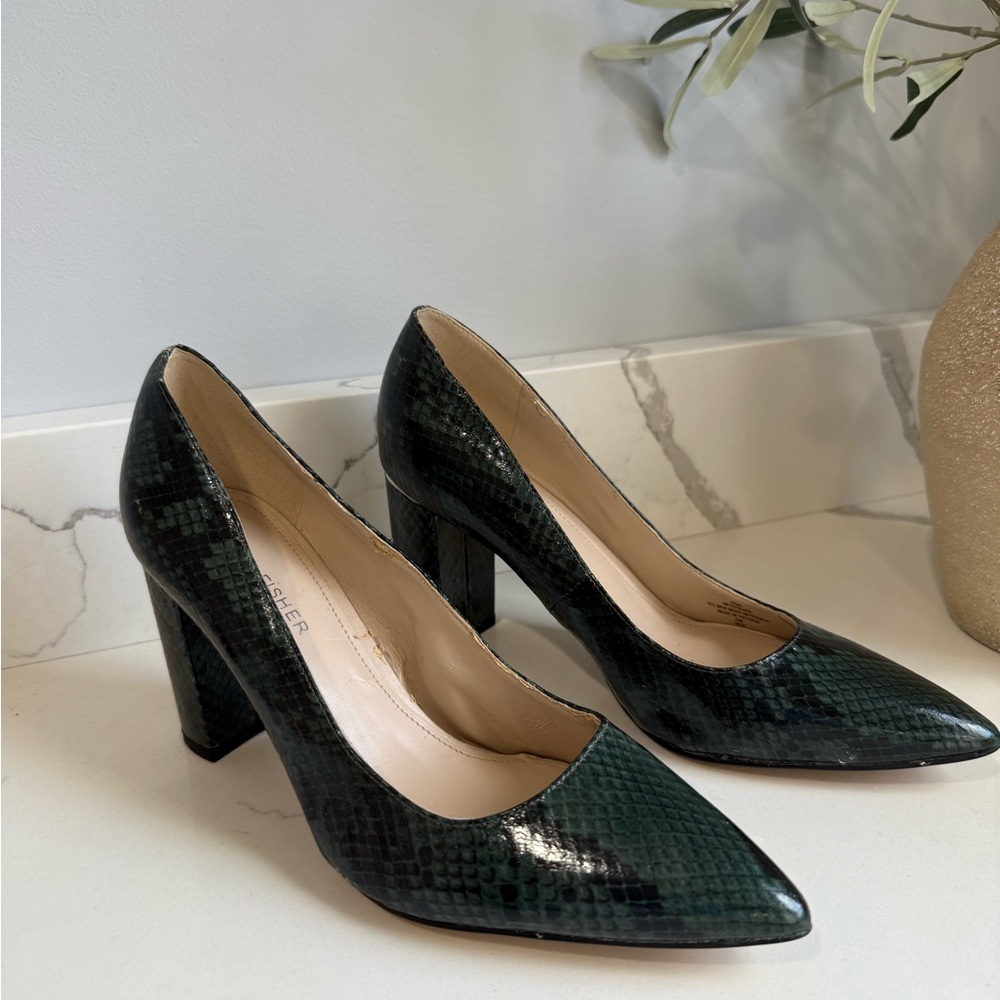 Marc fisher snake print block heels